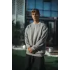 Erkek Bisiklet Yaka 3 İplik pamuklu Basic SweatShirt - Boyalı Gri