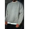 Erkek Kışlık Bisiklet Yaka 3 İplik Basic SweatShirt - Gri