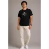Erkek Müzik Temalı Baskılı Tişört Bisiklet Yaka Kısa Kol T-Shirt - Siyah