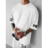 ERKEK T-Shirt  No Risk No Story Baskılı Bisiklet Yaka Tişört - Beyaz