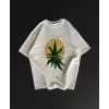 Erkek Kısa Kol Yazlık Tişört Bisiklet Yaka Baskılı Oversize T-Shirt - Beyaz