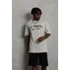 Erkek Baskılı Tişört Kısa Kol Bisiklet Yaka Oversize T-Shirt - Gri