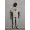 Erkek Kısa Kol Yazlık Tişört Bisiklet Yaka Baskılı Oversize T-Shirt - Gri