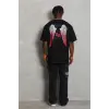 Erkek Baskılı Tişört Kısa Kol Bisiklet Yaka Oversize T-Shirt - Siyah