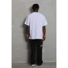 Erkek Düz Yazlık Kısa Kol Tişört Bisiklet Yaka Oversize T-Shirt - Beyaz