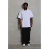 Erkek Düz Yazlık Kısa Kol Tişört Bisiklet Yaka Oversize T-Shirt - Beyaz