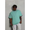 Erkek Düz Yazlık Kısa Kol Tişört Bisiklet Yaka Oversize T-Shirt - Mint Yeşili
