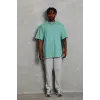 Erkek Düz Yazlık Kısa Kol Tişört Bisiklet Yaka Oversize T-Shirt - Mint Yeşili