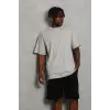 Erkek Düz Yazlık Kısa Kol Tişört Bisiklet Yaka Oversize T-Shirt - Gri