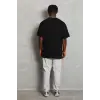 Erkek Düz Yazlık Kısa Kol Tişört Bisiklet Yaka Oversize T-Shirt - Siyah