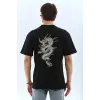 Erkek Kısa Kol Yazlık Tişört Bisiklet Yaka Baskılı Oversize T-Shirt - Siyah
