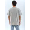 ERKEK Tişört TAŞ Detaylı Bisiklet Yaka  Kısa kol T-Shirt - Gri