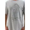 ERKEK Tişört TAŞ Detaylı Bisiklet Yaka  Kısa kol T-Shirt - Gri