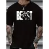Erkek Baskılı Tişört Kısa Kol Bisiklet Yaka Oversize T-Shirt - Siyah