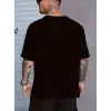 Erkek Baskılı Tişört Kısa Kol Bisiklet Yaka Oversize T-Shirt - Siyah