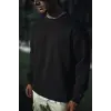 Erkek pamuklu Bisiklet Yaka 3 İplik Basic SweatShirt - Siyah