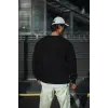 Erkek pamuklu Bisiklet Yaka 3 İplik Basic SweatShirt - Siyah