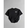 Erkek Baskılı T-Shirt Kısa Kol Bisiklet Yaka Regular Fit Yazlık Tişört - Siyah