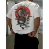 Erkek Tişört Penye Compack Ejder Baskılı Bisiklet Yaka T-shirt - Beyaz