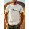 Erkek Sarj %1 Baskılı T-Shirt Kısa Kol Bisiklet Yaka Regular Fit Tişört - Beyaz