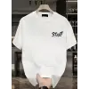 Erkek Kısa Kol Yazlık Tişört Bisiklet Yaka Baskılı Oversize T-Shirt - Beyaz