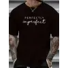 Erkek PERFECTLY Baskılı Tişört Bisiklet yaka yazlık Kısa Kol t-shirt - Siyah