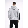 Erkek Şeritli Kapüşonlu Oversize Sweatshirt 3 iplik Pamuklu hoodie - Beyaz