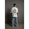Erkek Kısa Kol Yazlık Tişört Bisiklet Yaka Baskılı Oversize T-Shirt - Beyaz