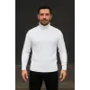Erkek Tam Boğazlı Balıkçı Yaka Triko Kazak Kalın Fitilli - Beyaz