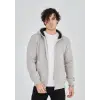 Erkek 3 İplik Pamuklu Kapüşonlu Tam Fermuarlı Cepli Hoodie Sweatshirt - Boyalı Gri