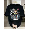 Erkek T-shirt Tavşan Baskılı Kısa Kollu Tişört - Siyah