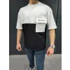 ERKEK Tişört Torba Cepli Parçalı Kısa Kol T-Shirt - Siyah