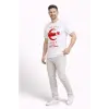 Erkek TÜRKİYE Ay Yıldız Baskılı Taraftar Forma T-Shirt - Beyaz