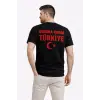 Erkek TÜRKİYE Ay Yıldız Baskılı Taraftar Forma T-Shirt - Siyah