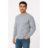 Erkek 3 İplik Pamuklu Düz Bisiklet Yaka SweatShirt - Gri