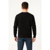 Erkek 3 İplik Pamuklu Düz Bisiklet Yaka SweatShirt - Siyah