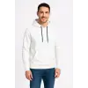 Erkek 3 İplik Pamuklu Kapüşonlu Kanguru Cepli SweatShirt hoodie - Beyaz