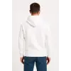 Erkek 3 İplik Pamuklu Kapüşonlu Kanguru Cepli SweatShirt hoodie - Beyaz