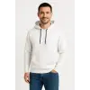 Erkek 3 İplik Pamuklu Kapüşonlu Kanguru Cepli SweatShirt hoodie - Beyaz