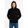 Erkek 3 İplik Pamuklu Kapüşonlu Kanguru Cepli SweatShirt hoodie - Siyah