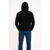 Erkek 3 İplik Pamuklu Kapüşonlu Kanguru Cepli SweatShirt hoodie - Siyah