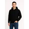 Erkek 3 İplik Pamuklu Kapüşonlu Kanguru Cepli SweatShirt hoodie - Siyah