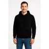 Erkek 3 İplik Pamuklu Kapüşonlu Kanguru Cepli SweatShirt hoodie - Siyah