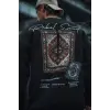 Erkek 3 iplik Pamuklu Bisiklet Yaka Baskılı SweatShirt - Siyah