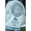 Erkek 3 iplik pamuklu Bisiklet Yaka Ön Ve Arka Baskılı SweatShirt - Beyaz