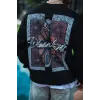 Erkek 3 iplik pamuklu Bisiklet Yaka Ön ve Arka Baskılı SweatShirt - Siyah