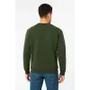 Erkek 3 İplik Pamuklu Düz Bisiklet Yaka SweatShirt - Haki