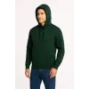 Erkek 3 İplik Pamuklu Kapüşonlu Kanguru Cepli SweatShirt hoodie - Haki
