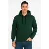 Erkek 3 İplik Pamuklu Kapüşonlu Kanguru Cepli SweatShirt hoodie - Haki