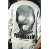 Erkek 3 iplik pamuklu Kışlık Bisiklet Yaka Baskılı SweatShirt - Beyaz